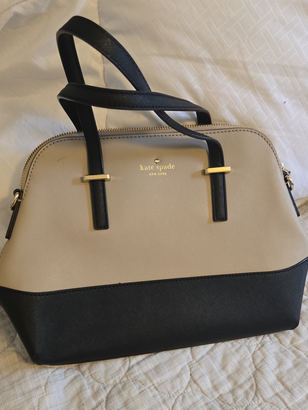 kate spade Two-Tone Black and Beige Dome Satchel